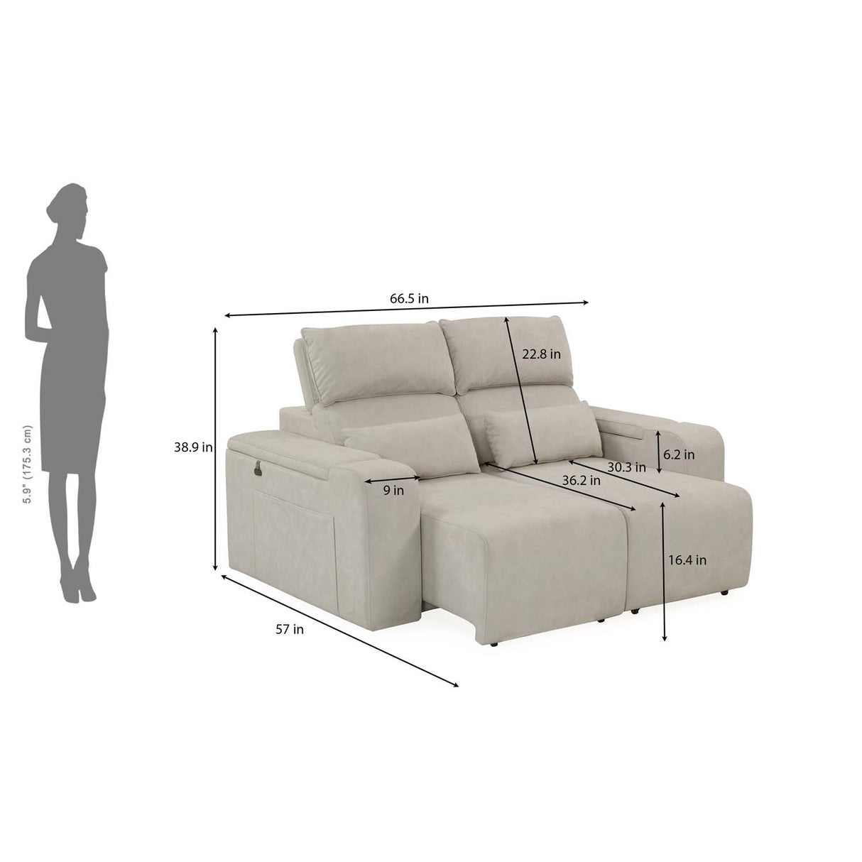 Glide 2 Seater Electric Slider Sofa Kit- Beige
