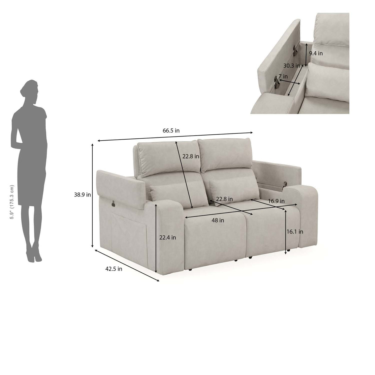 Glide 2 Seater Electric Slider Sofa Kit- Beige