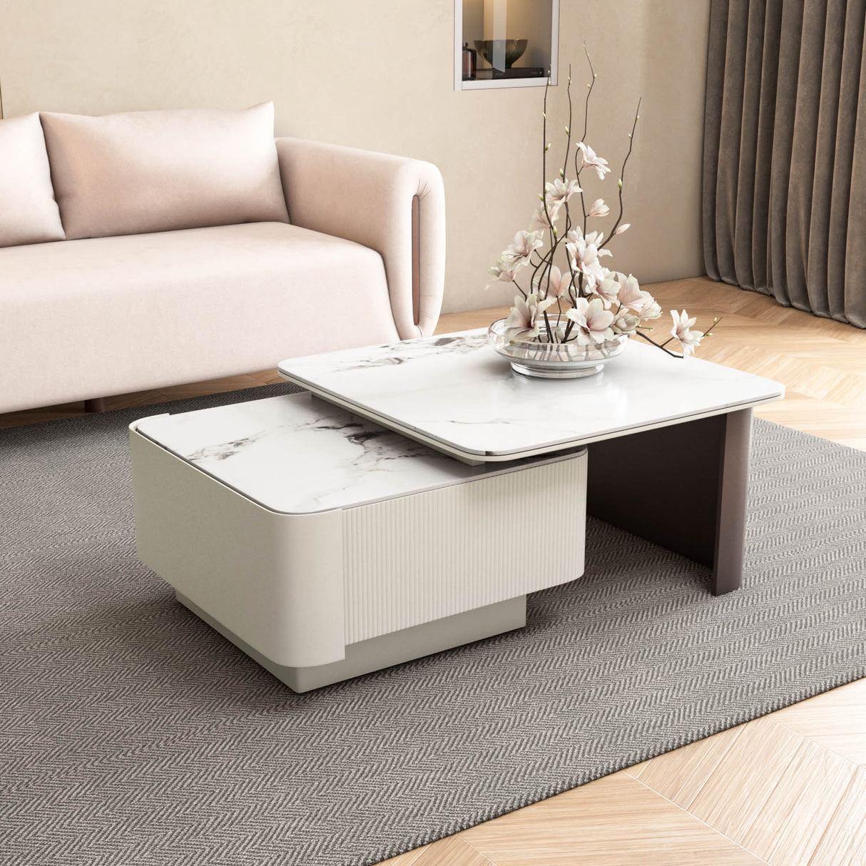Glossa Center Table (White & Grey)