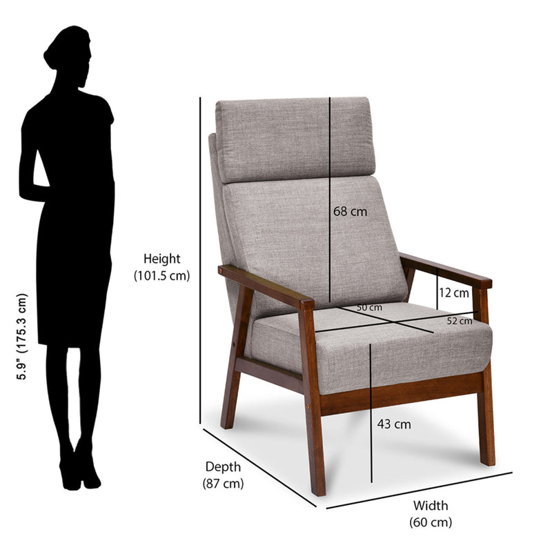 Genoa Solid Wood Arm Chair (Brown) – Size In Centimeter