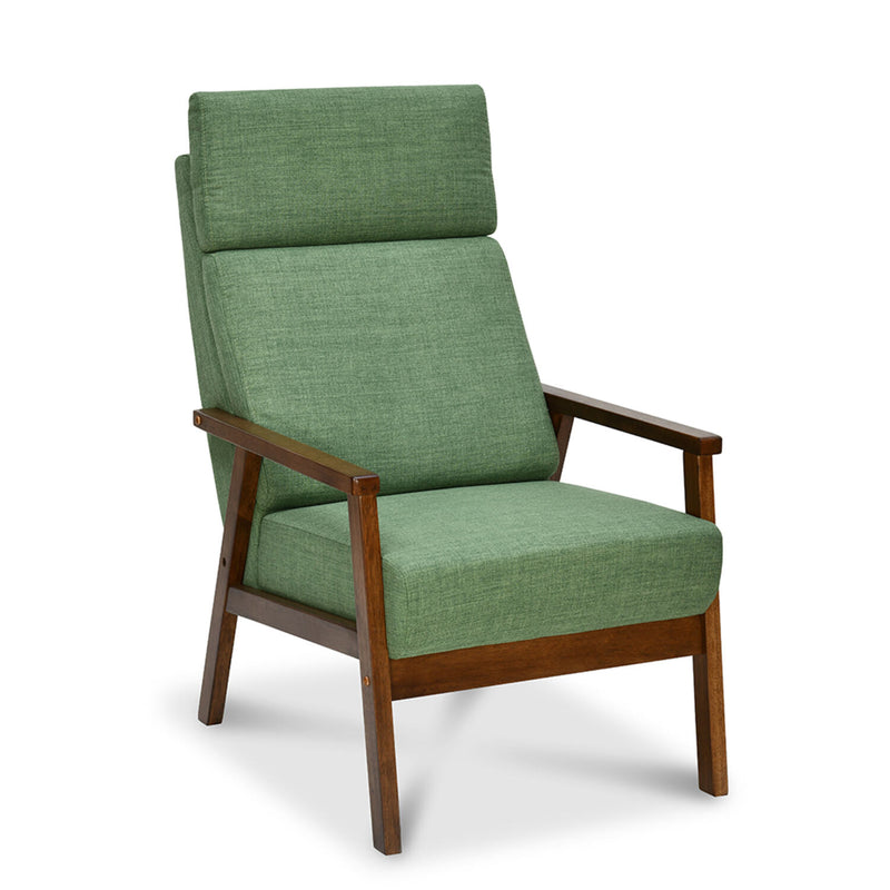 Genoa Solid Wood Arm Chair (Green) – Side angle