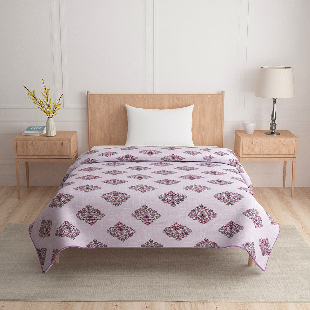 Nilkamal Floral Printed Cotton Single Bed Dohar (Purple)