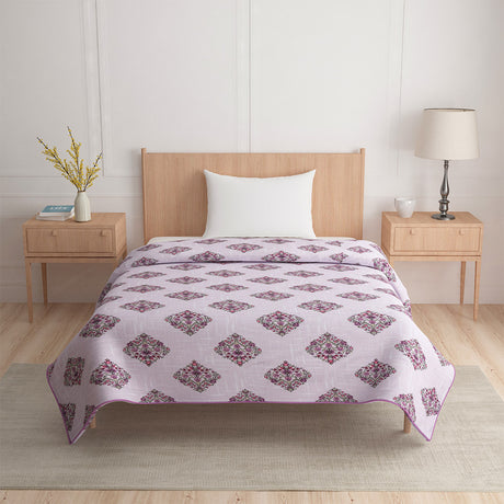 Nilkamal Floral Printed Cotton Single Bed Dohar (Purple)