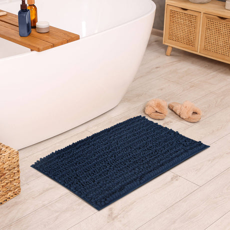 Nilkamal Rectangular Polyester 16 X 24 Bath Mat Blue