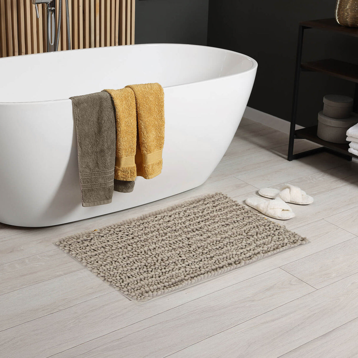 Nilkamal Rectangular Polyester 16 X 24 Bath Mat Taupe