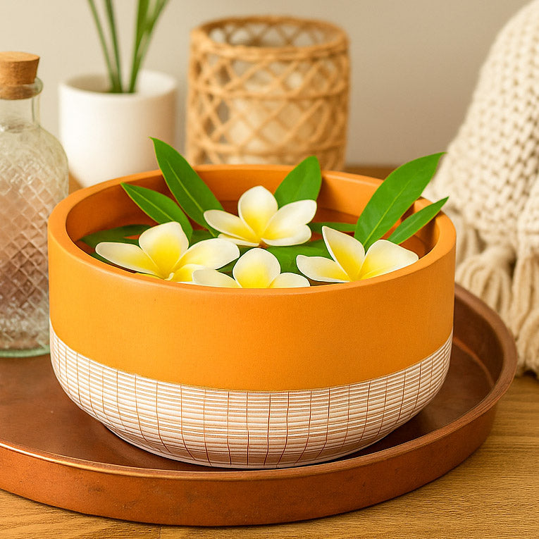 Decorative Dual Tone Urli- Brown and White