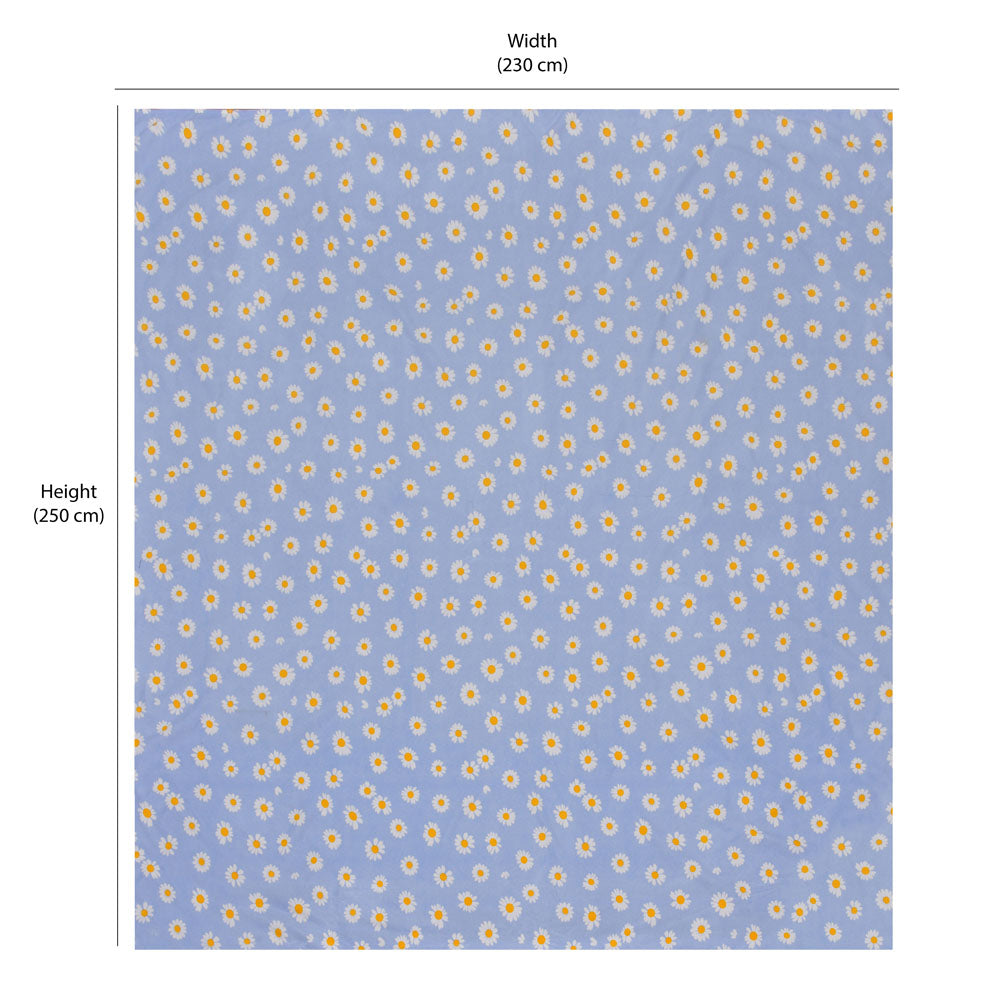 Floral Polyester Double Bedsheet with 2 Pillow Covers (Blue)