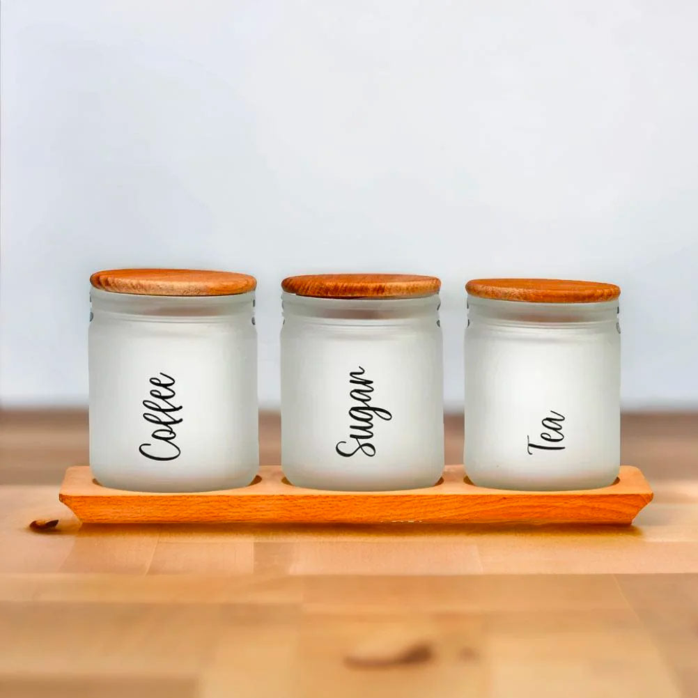 Nilkamal Minimalist 446 Ml Storage Jars Set Of 3 With Base White Brown