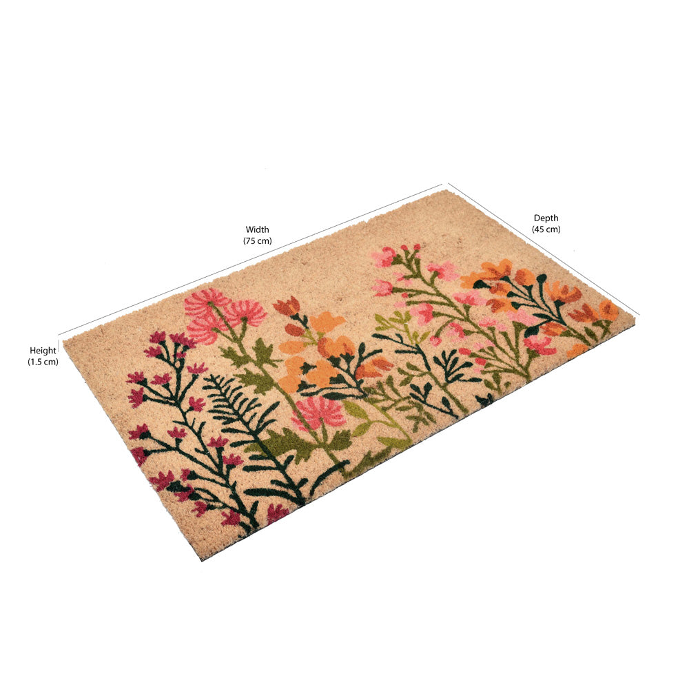 Floral Vinyl and Coir 18' x 30' Door Mat (Multicolor) - Size In Centimeter
