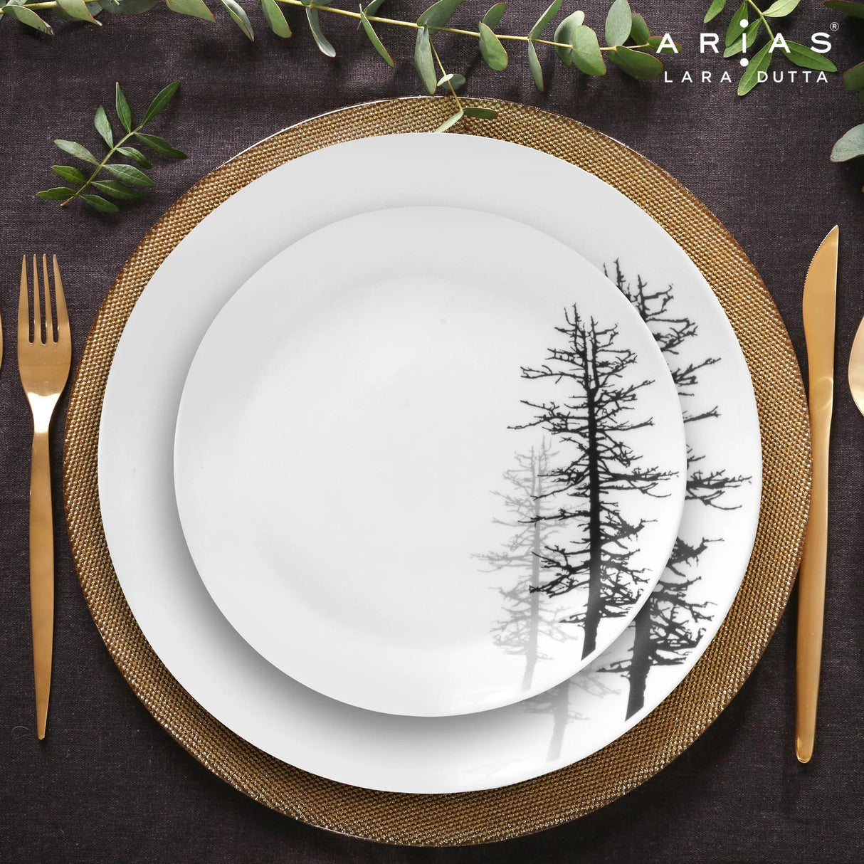 Arias by Lara Dutta Moon Winter Forest Dinner Set - 33 Pieces