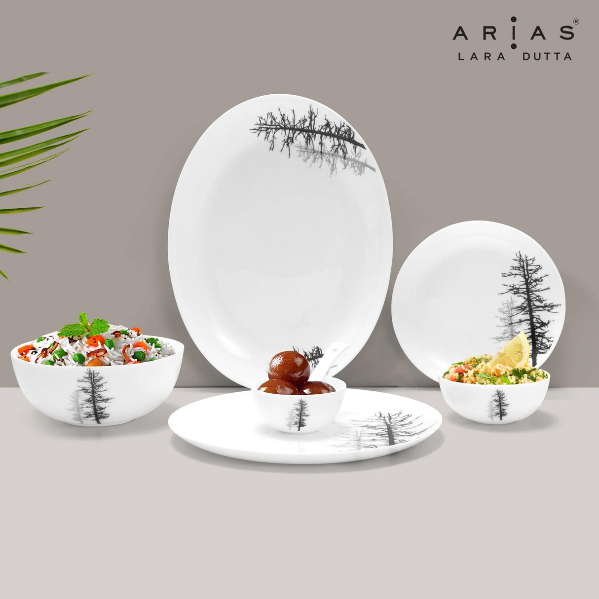 Arias by Lara Dutta Moon Winter Forest Dinner Set - 33 Pieces