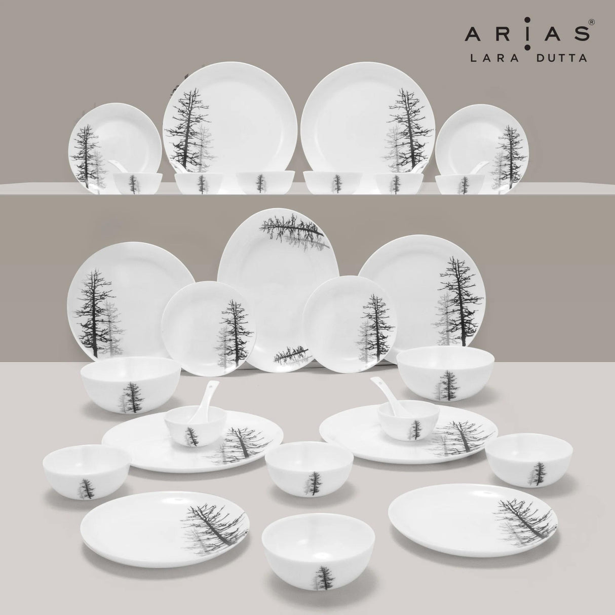 Arias by Lara Dutta Moon Winter Forest Dinner Set - 33 Pieces
