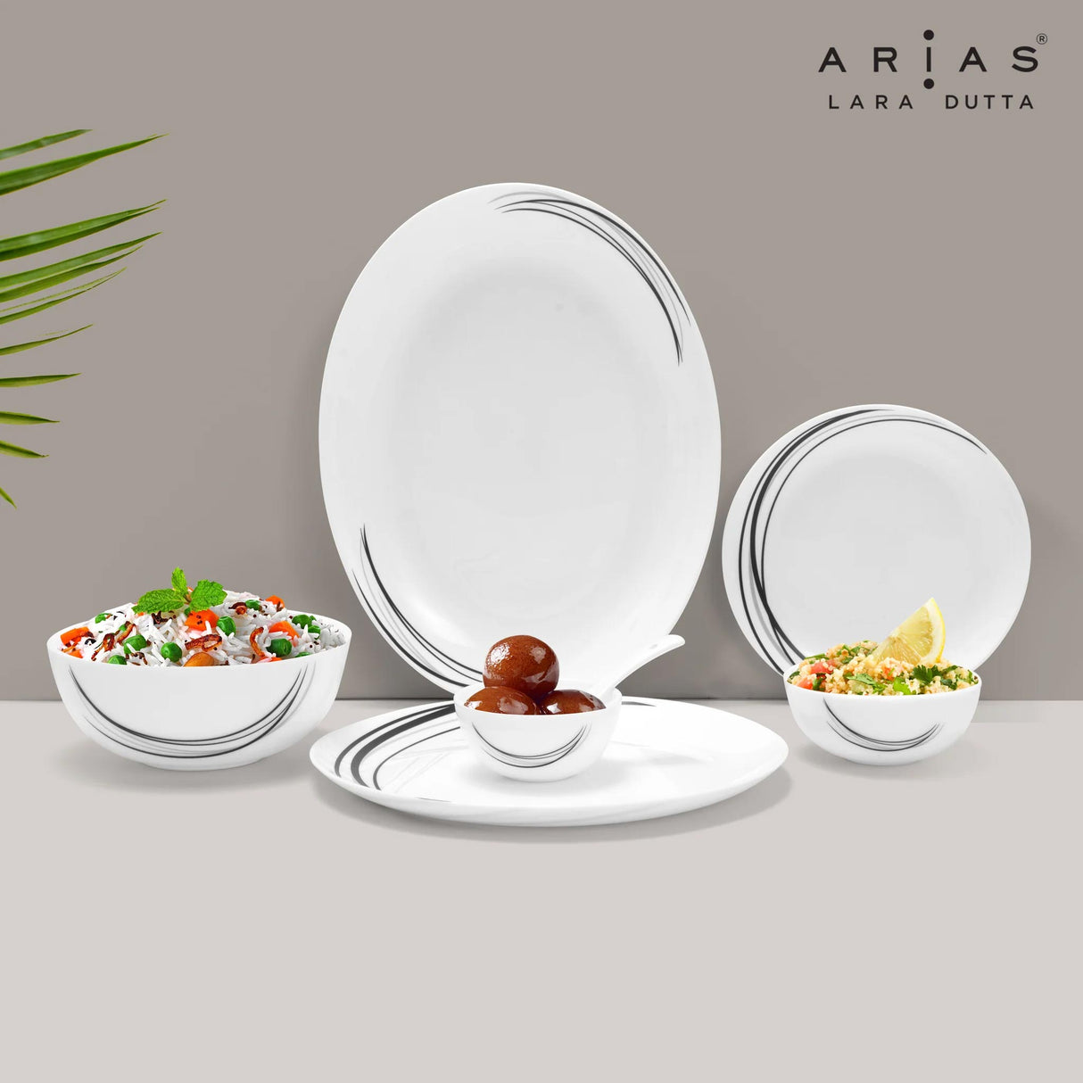 Arias by Lara Dutta Moon Black Fantasy Dinner Set - 33 Pieces