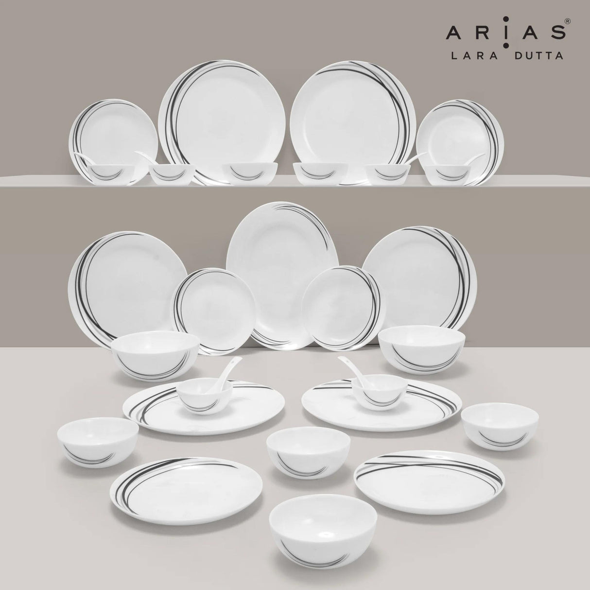 Arias by Lara Dutta Moon Black Fantasy Dinner Set - 33 Pieces