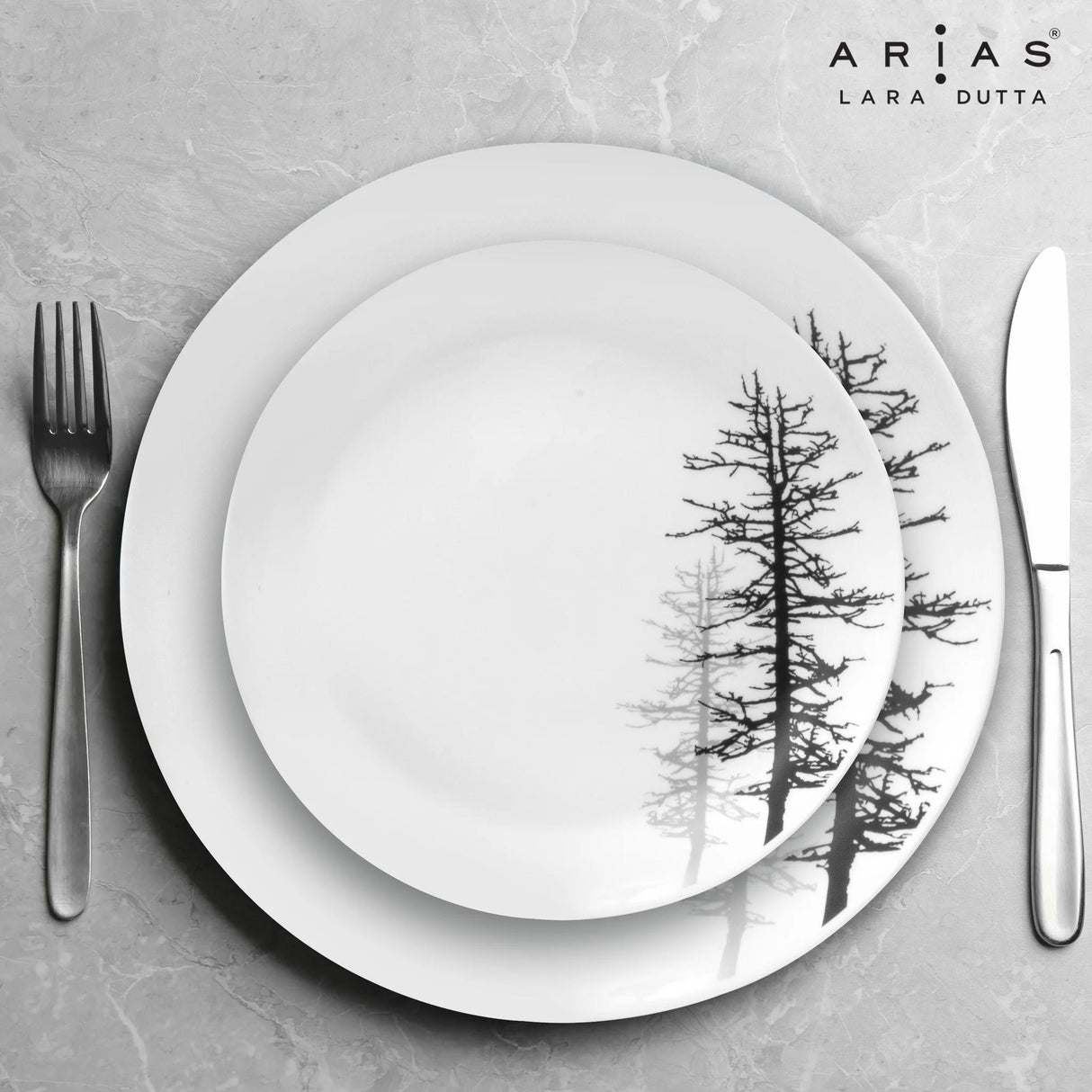Arias by Lara Dutta Moon Winter Forest Dinner Set - 14 Pieces