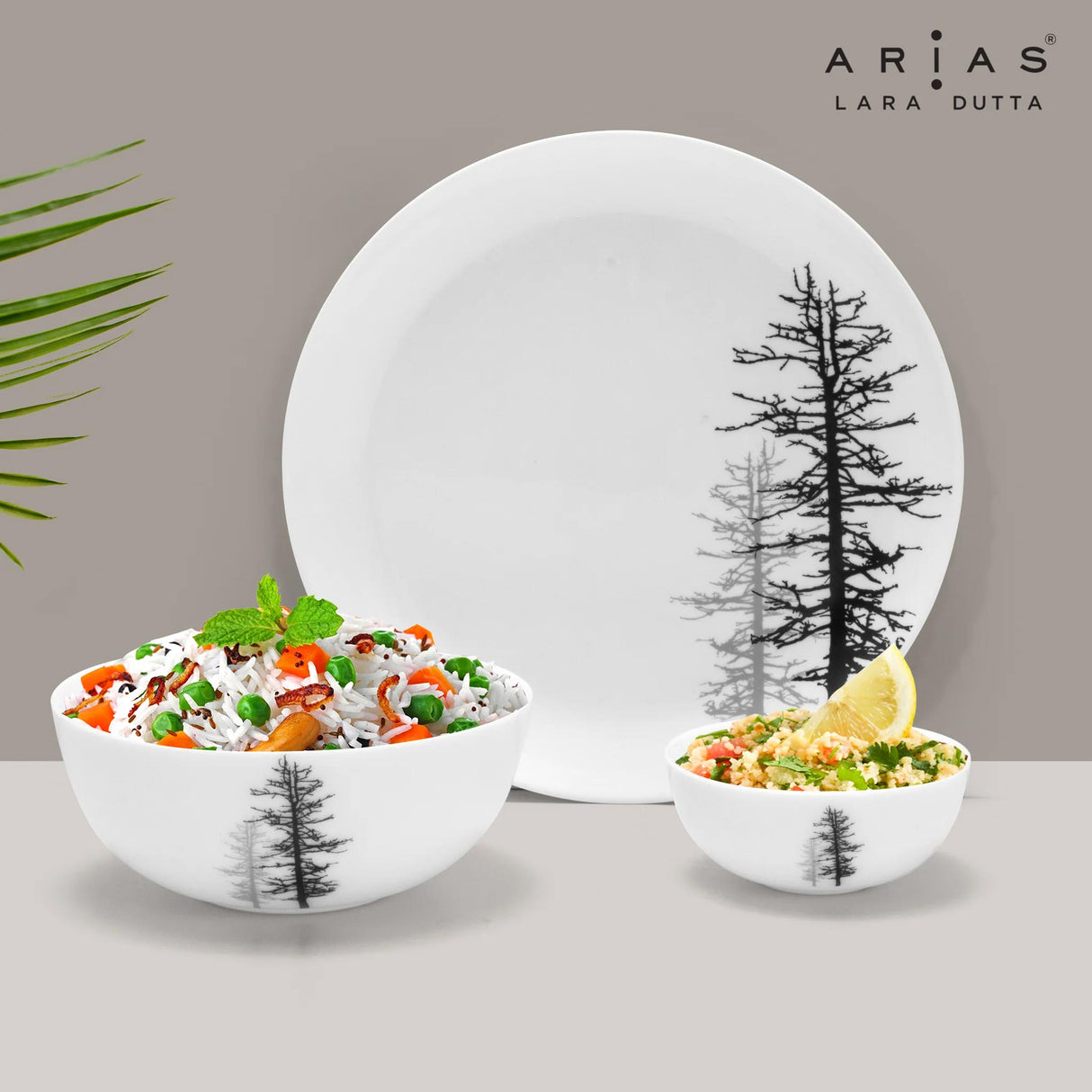 Arias by Lara Dutta Moon Winter Forest Dinner Set - 14 Pieces
