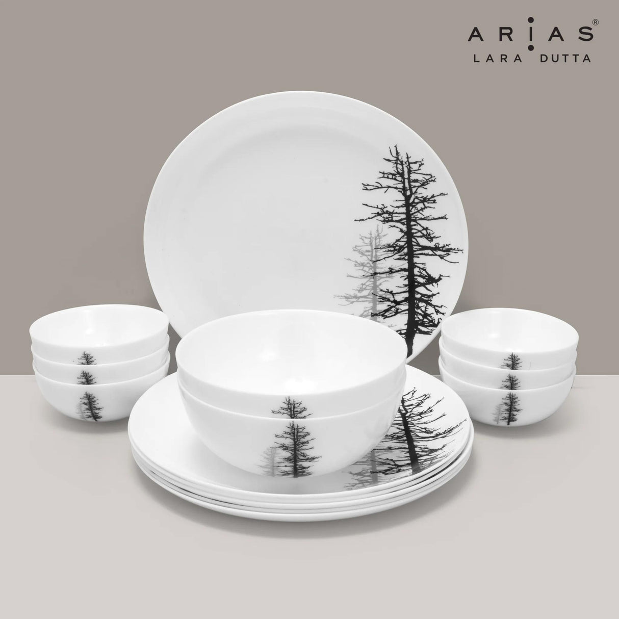 Arias by Lara Dutta Moon Winter Forest Dinner Set - 14 Pieces