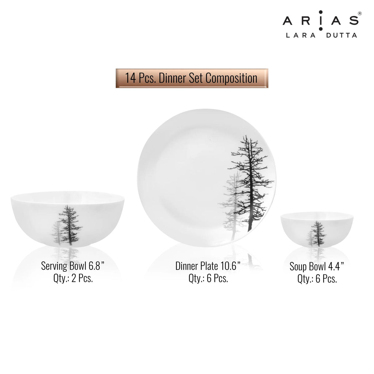 Arias by Lara Dutta Moon Winter Forest Dinner Set - 14 Pieces