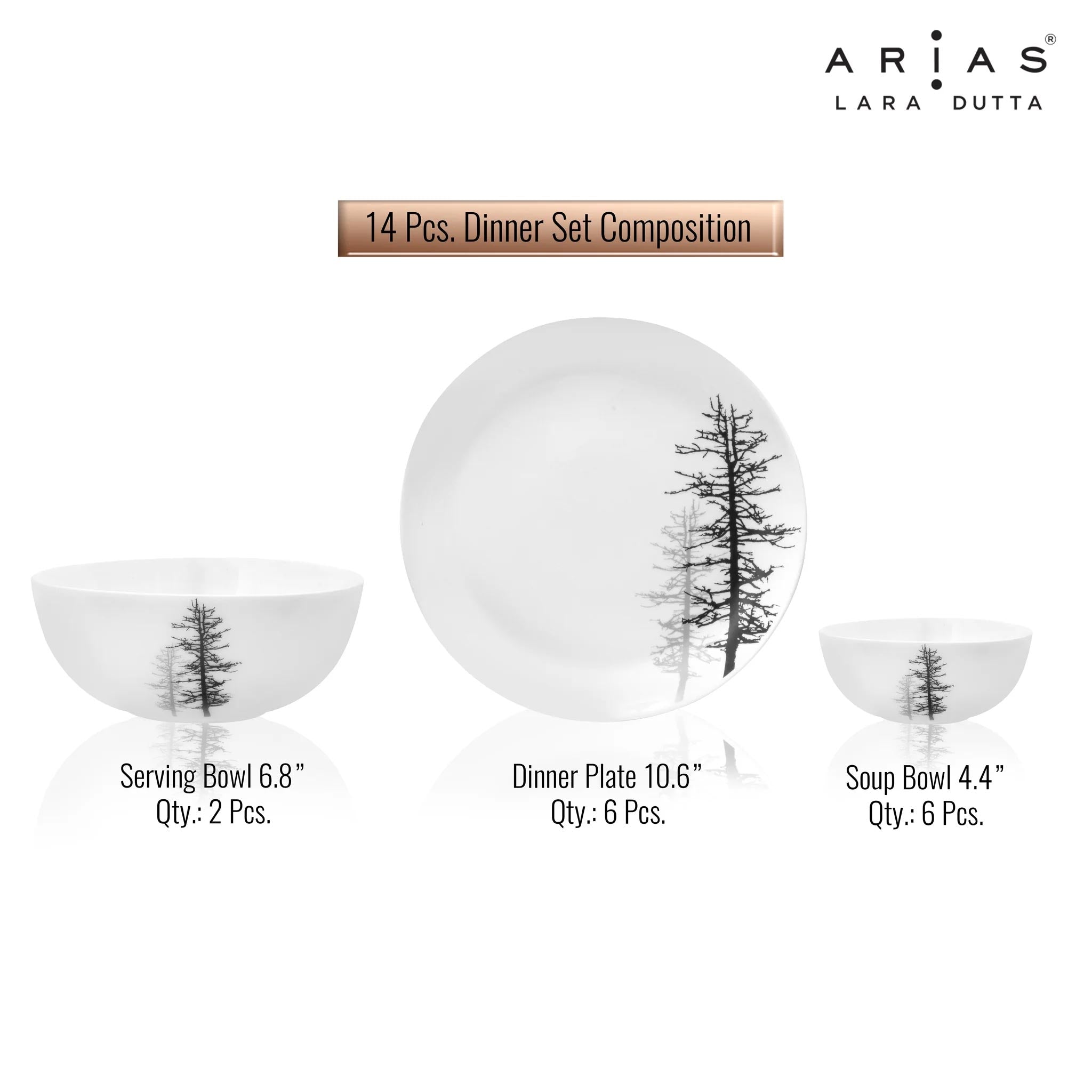 Arias by Lara Dutta Moon Winter Forest Dinner Set - 14 Pieces