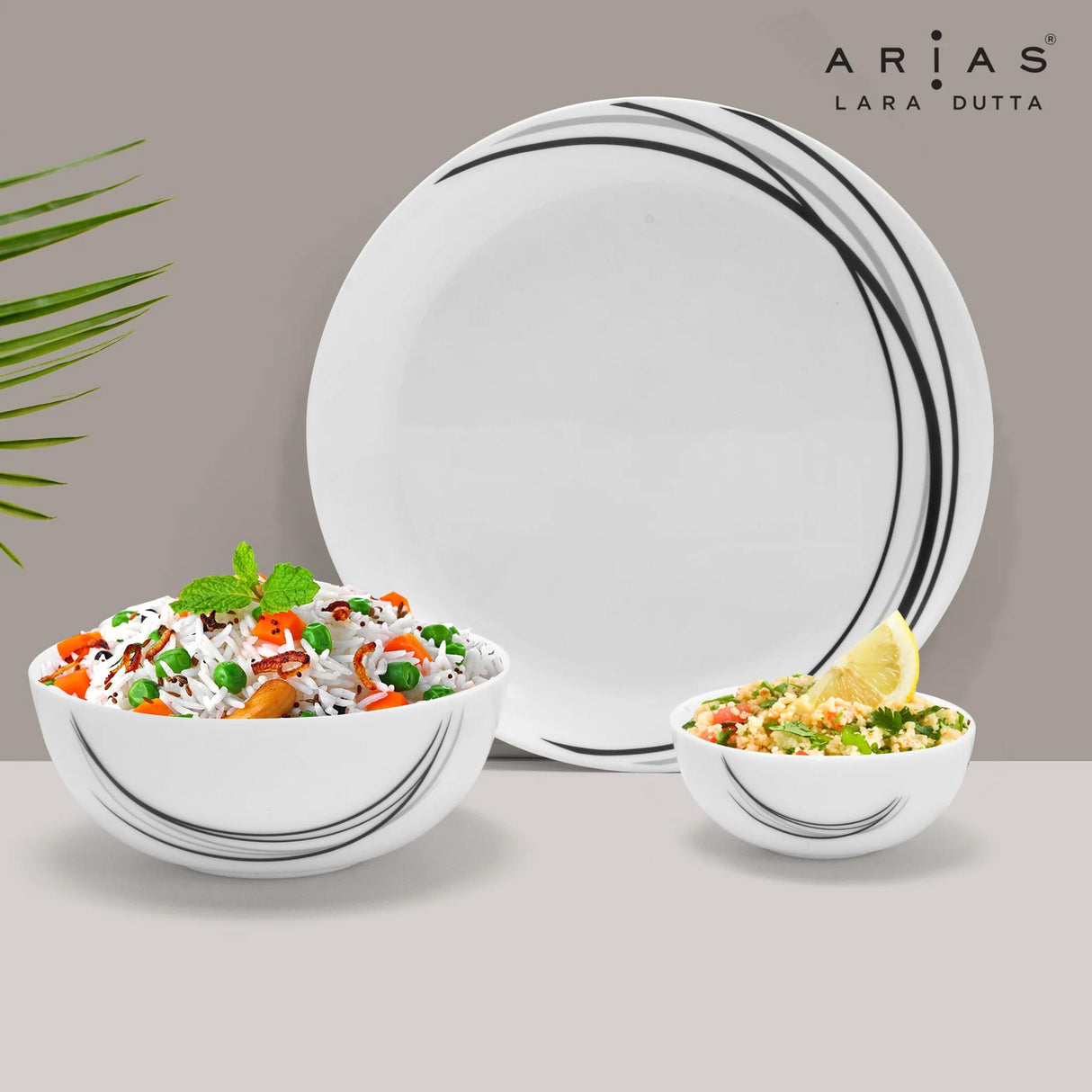 Arias by Lara Dutta Moon Black Fantasy Dinner Set - 14 Pieces