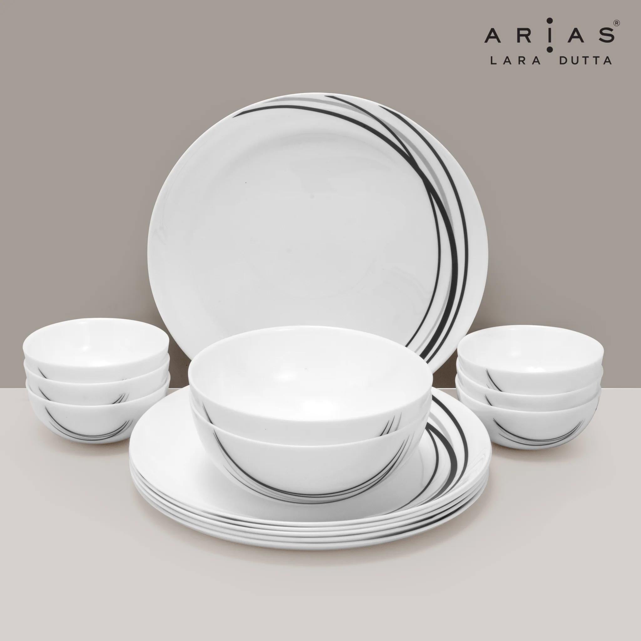Arias by Lara Dutta Moon Black Fantasy Dinner Set - 14 Pieces