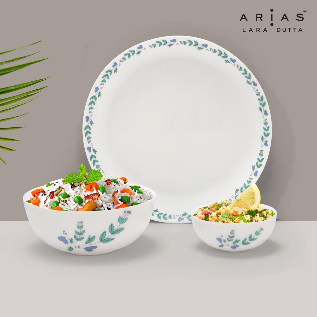 Arias by Lara Dutta Moon Morning Glory Dinner Set - 14 Pieces