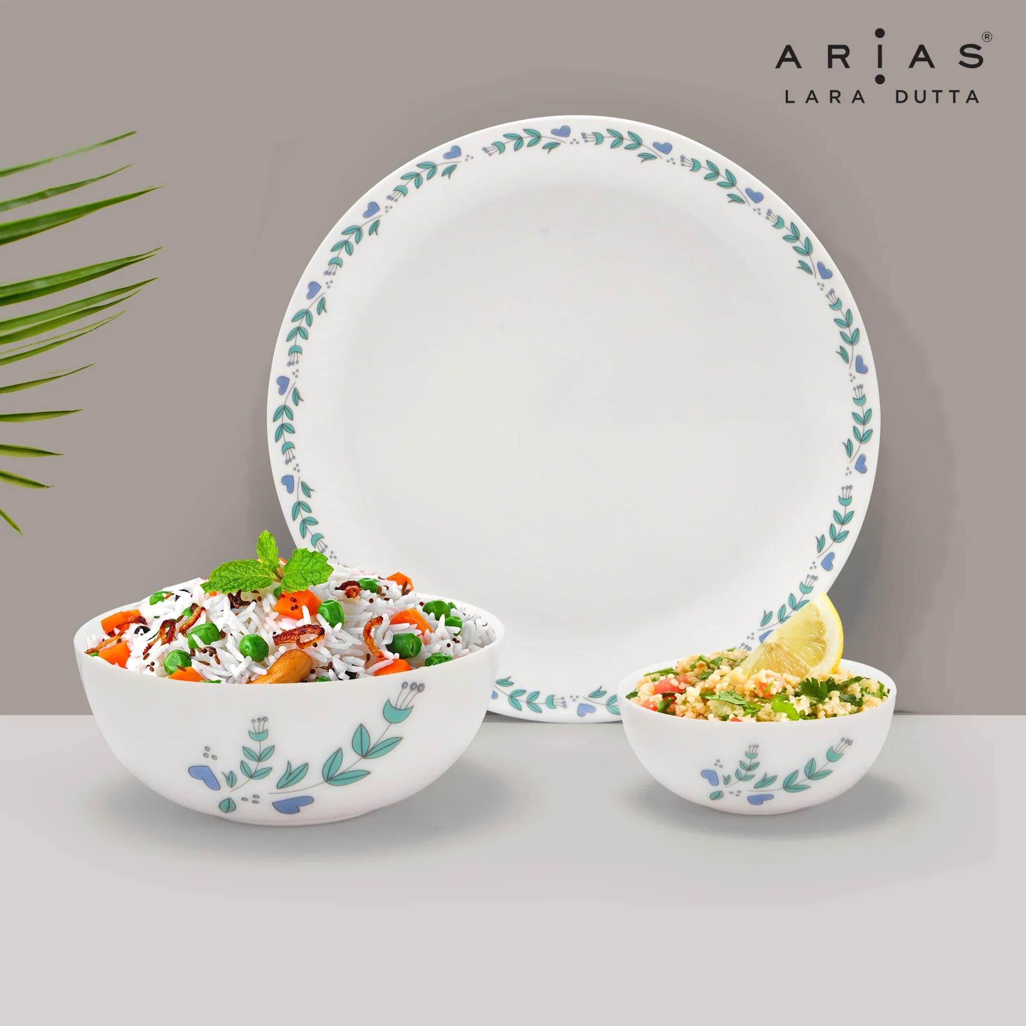 Arias by Lara Dutta Moon Morning Glory Dinner Set - 14 Pieces