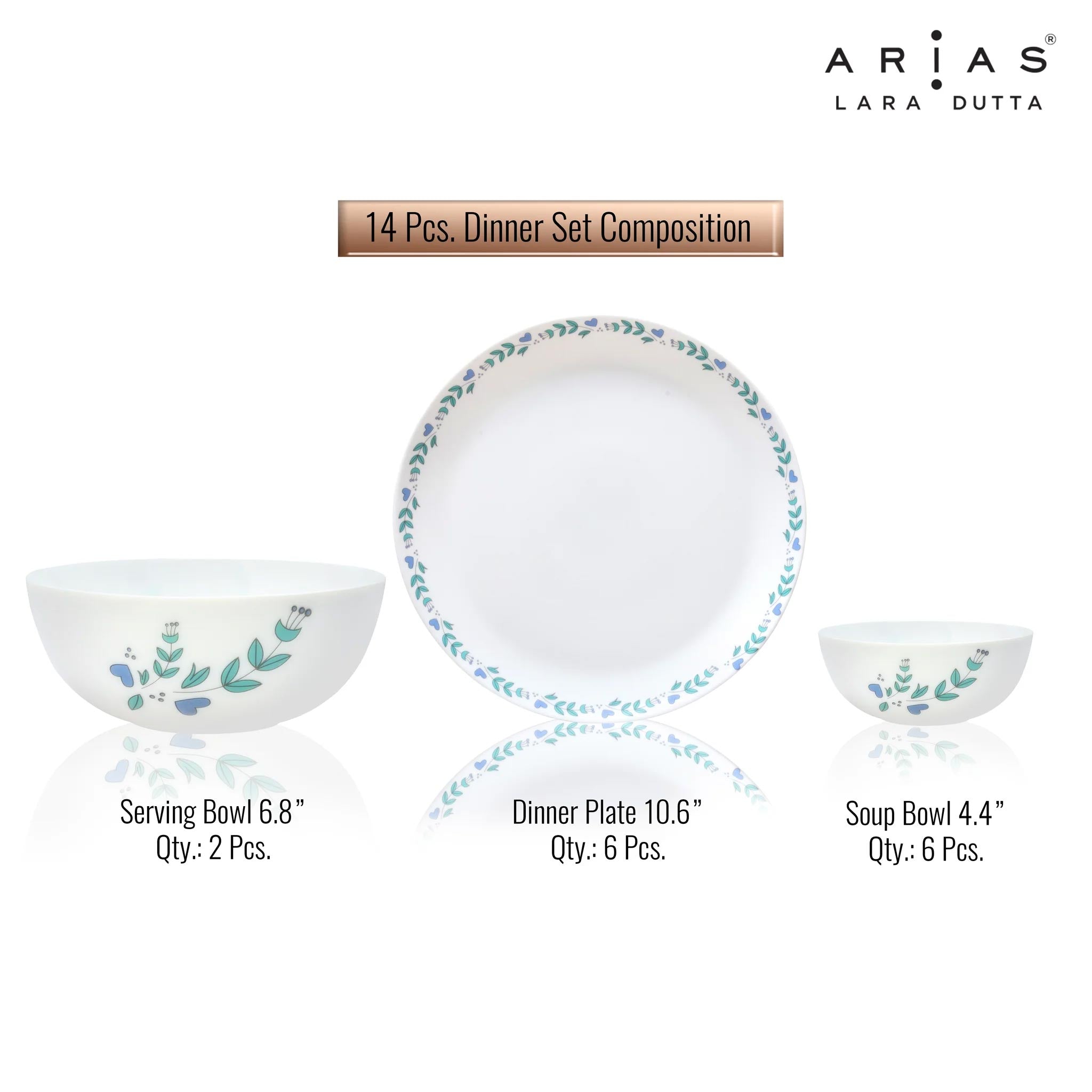 Arias by Lara Dutta Moon Morning Glory Dinner Set - 14 Pieces