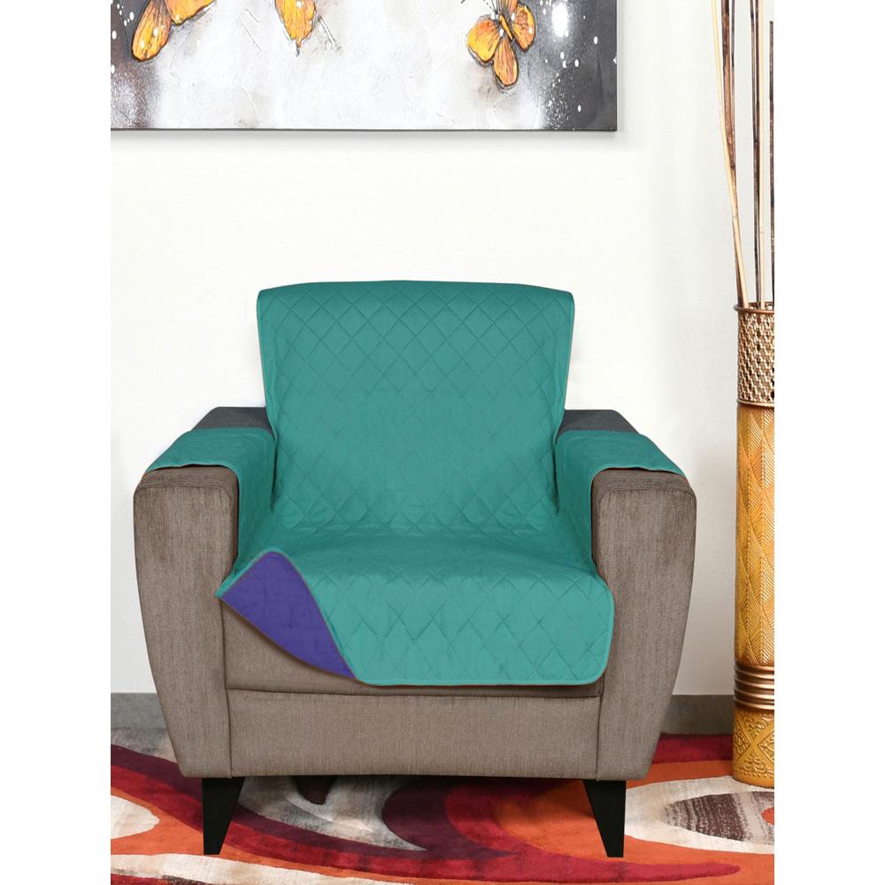 Nilkamal Reversible 1 Seater Sofa Cover 179 Cm X 165 Cm Sea Green Indigo