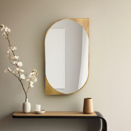 Nilkamal Curved Rectangular Decorative Wall Mirror (Antique Gold)