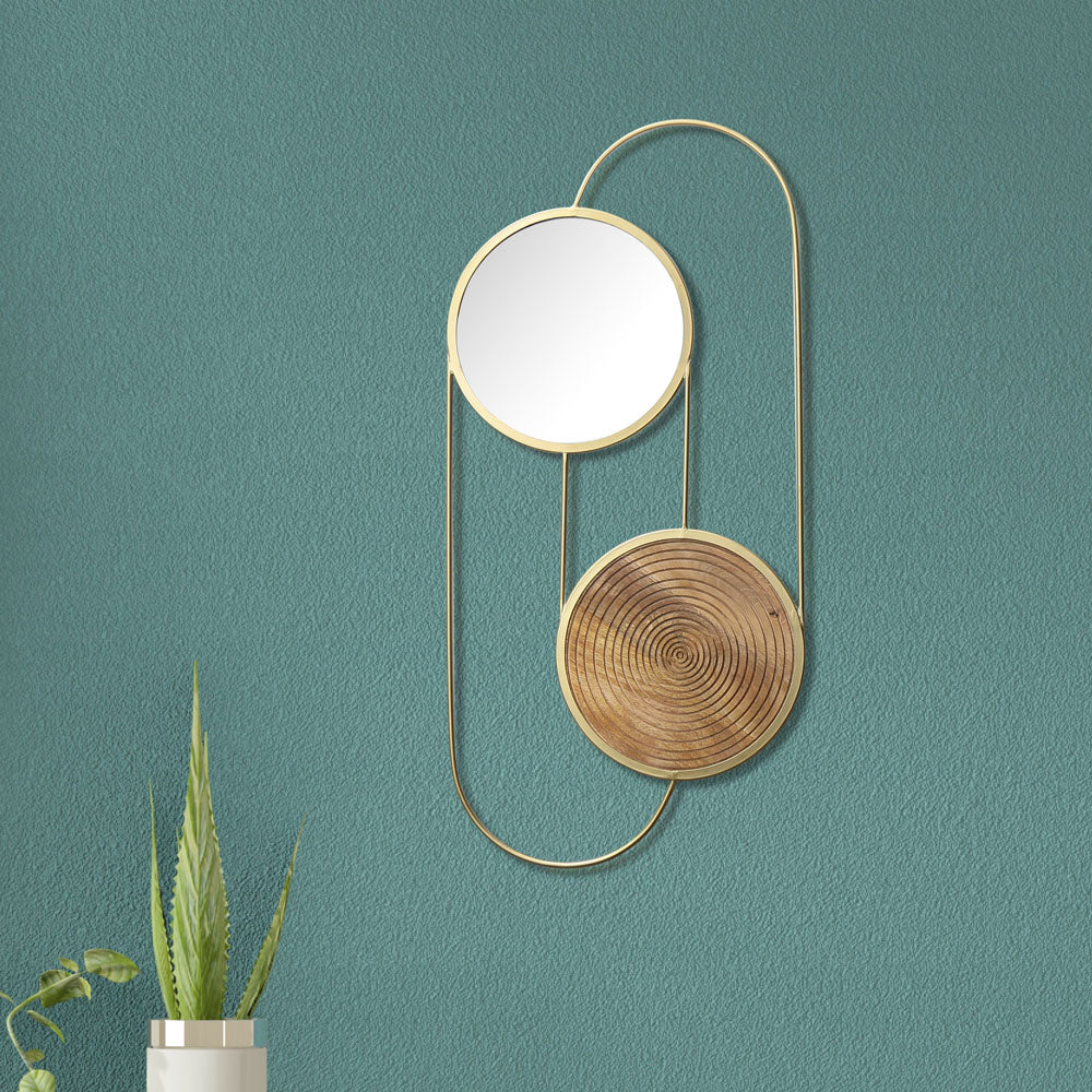 Nilkamal Dual Circular Decorative Wall Mirror (Gold) - 01