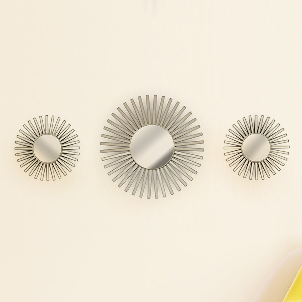 Nilkamal Sunrays Decorative Mirrors Set Of 3 Champagne Gold