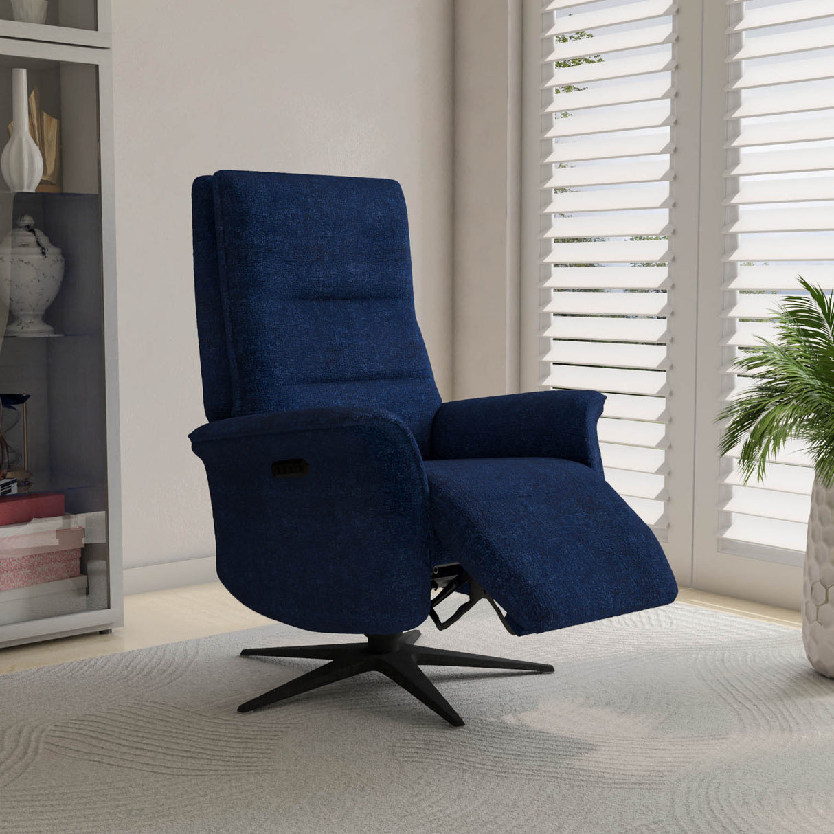 Hover 1 Seater Triple Motor Zero Gravity Electric Recliner (Blue) - Extendable Legrest View