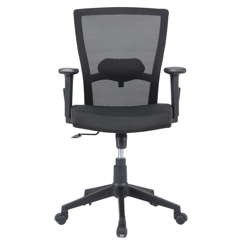 Hexon Mid Back Mesh Office Chair with Adjustable Arm (Black)