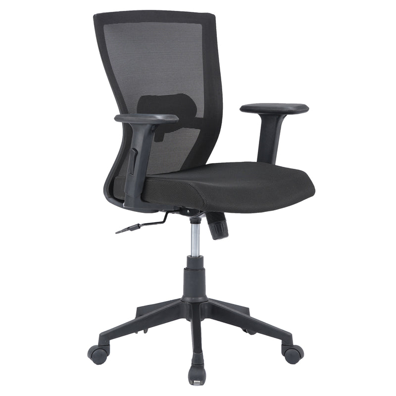 Hexon Mid Back Mesh Office Chair with Adjustable Arm (Black)
