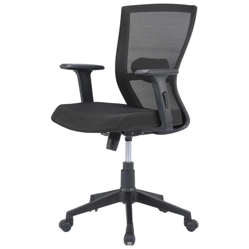 Hexon Mid Back Mesh Office Chair with Adjustable Arm (Black)