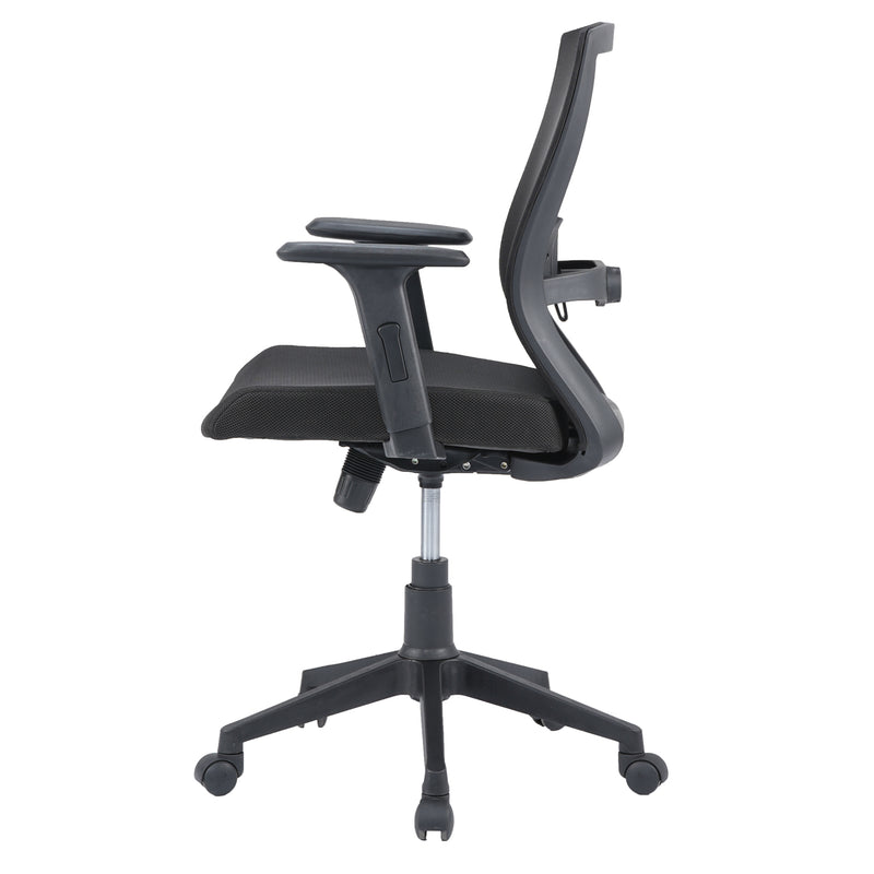 Hexon Mid Back Mesh Office Chair with Adjustable Arm (Black)