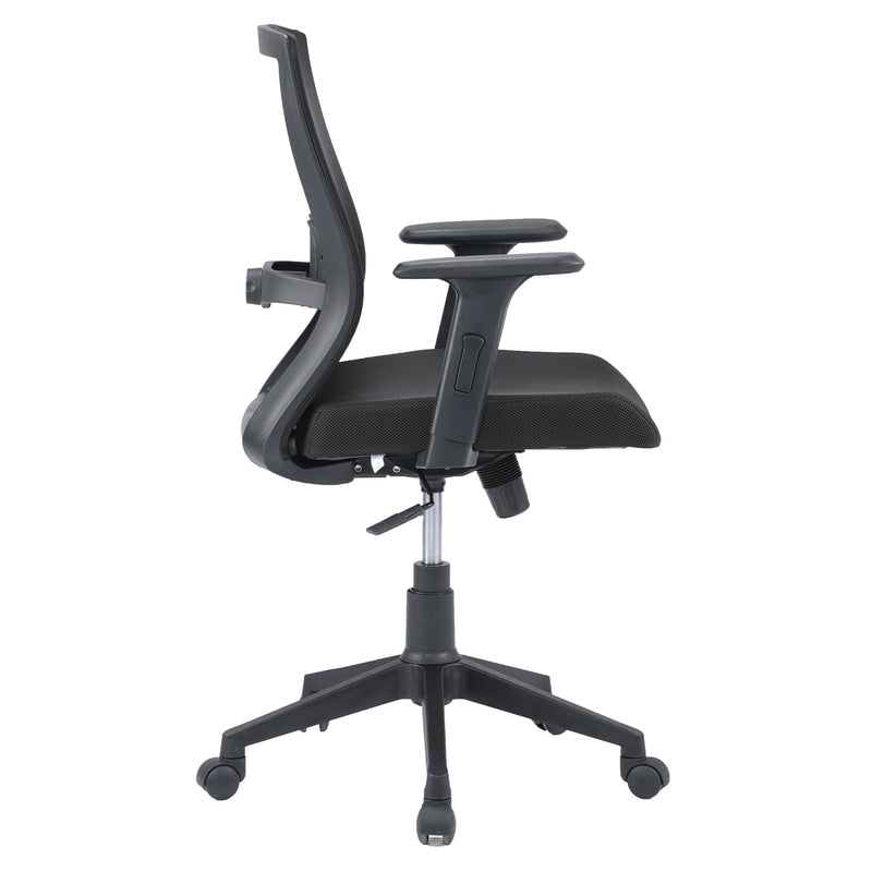 Hexon Mid Back Mesh Office Chair with Adjustable Arm (Black)