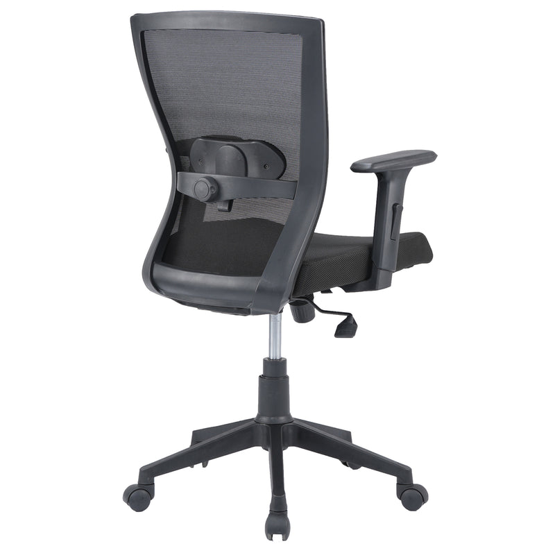 Hexon Mid Back Mesh Office Chair with Adjustable Arm (Black)