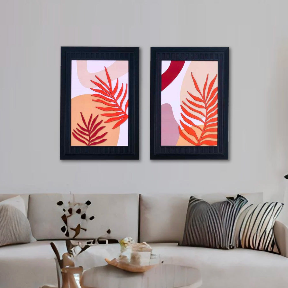 Nilkamal Foliage 3D Painting Set of 2 (Brown)