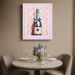 Wine Bottle Canvas Wall Painting- Pink