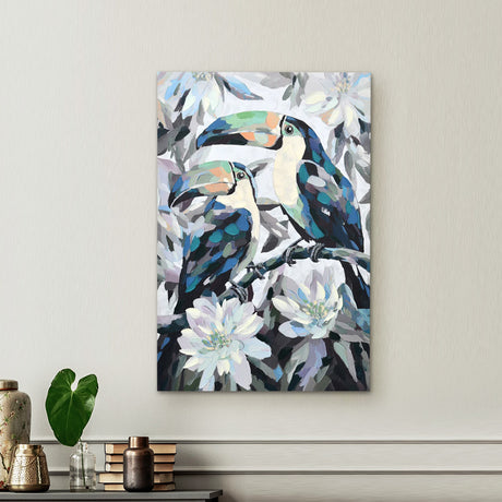 Nilkamal Toucan Bird On Branch Canvas Wall Painting Blue