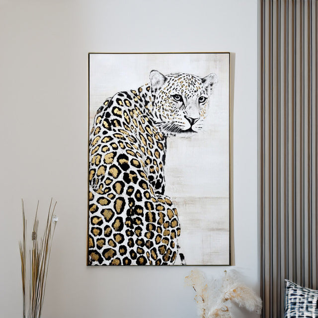 Nilkamal Leopard Canvas Wall Painting Brown White