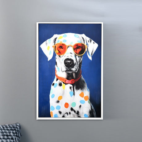 Nilkamal Dog With Glasses Canvas Wall Painting (Multicolor)