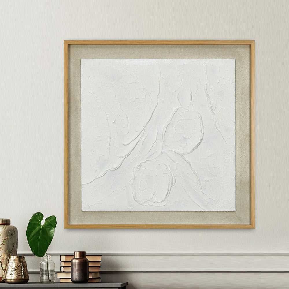 Nilkamal Abstract Texture Canvas Wall Painting (White & Beige)