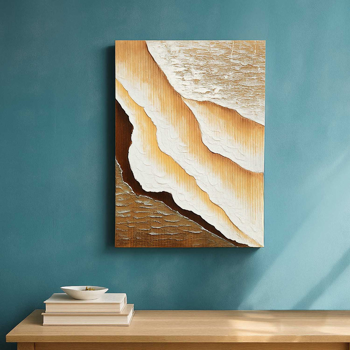 Sandy Waves Canvas Wall Painting- Beige & Brown