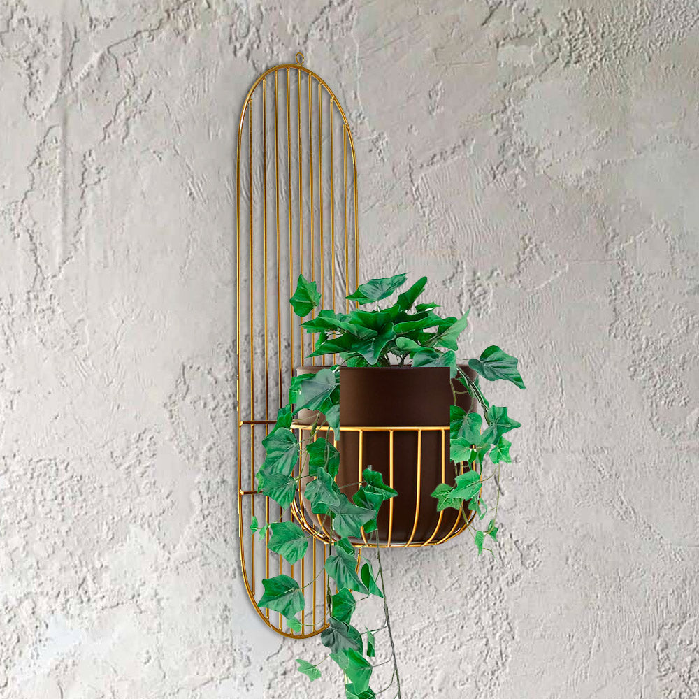 Nilkamal Metal Wall Mounted Planter Brown Gold