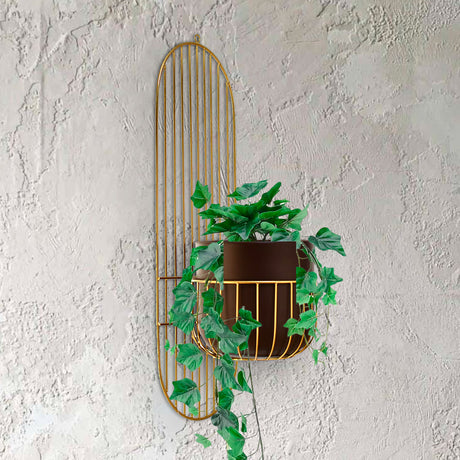 Nilkamal Metal Wall Mounted Planter Brown Gold