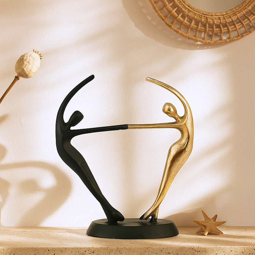 Dancing Couple Metal Decorative Showpiece- Black & Gold