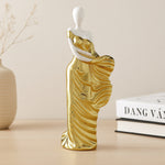 Standing Woman Ceramic Showpiece- White & Gold